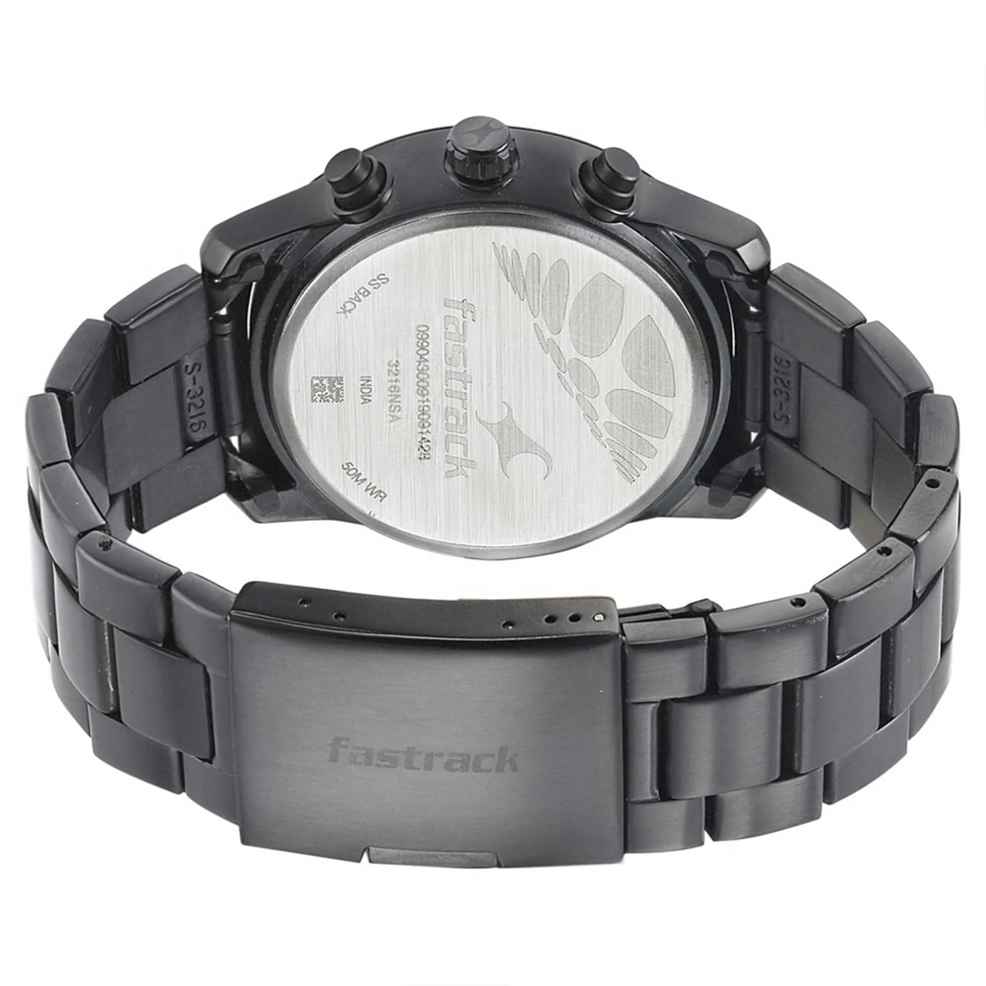 Fastrack Go Skate Quartz Multifunction Black Dial Stainless Steel Strap Watch for Guys - Image 4