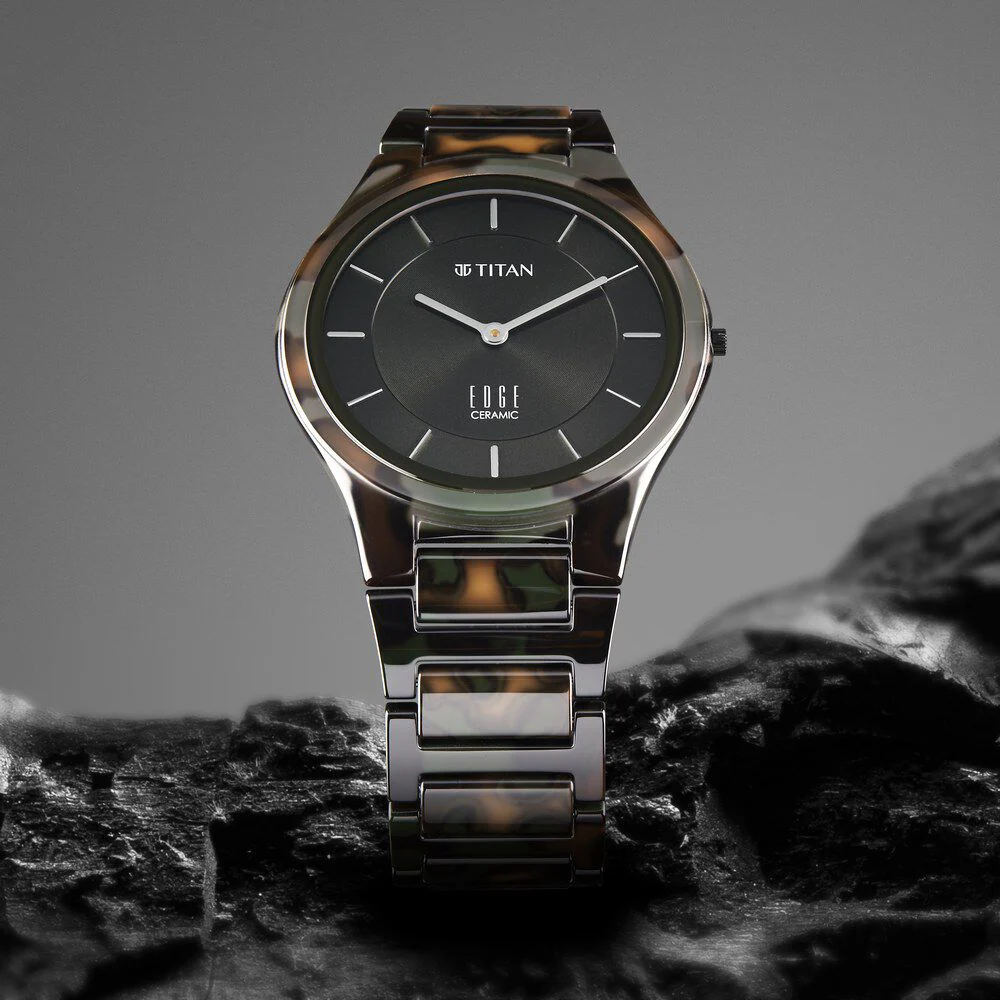 Titan Ceramic Camo Quartz Analog Green Dial Ceramic Strap Watch For Men - Image 3