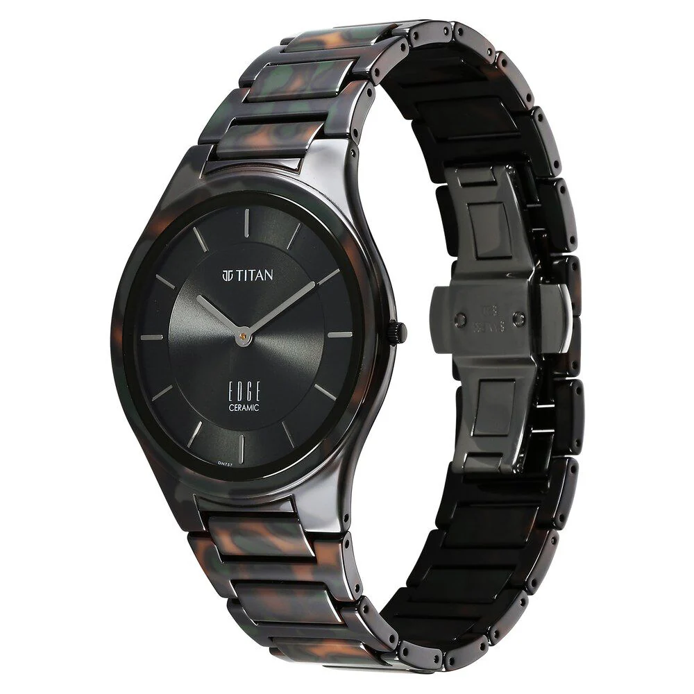 Titan Ceramic Camo Quartz Analog Green Dial Ceramic Strap Watch For Men - Image 4