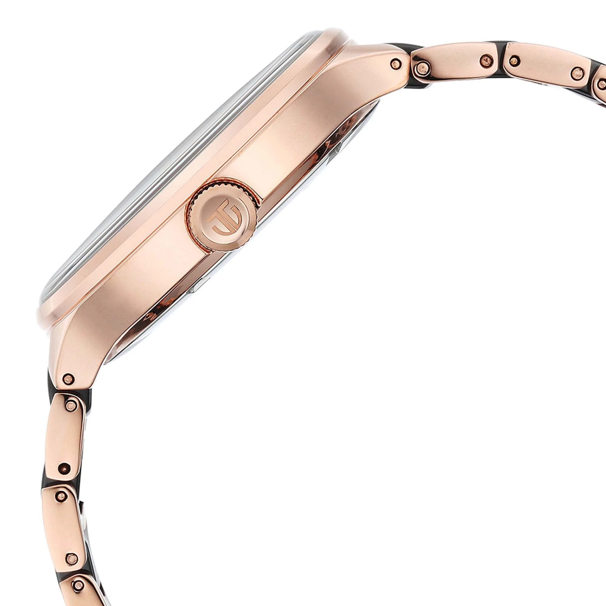 Titan Ceramic Fusion Quartz Multifunction Black Dial Rose Gold Dual-Toned Stainless Steel Bracelet Watch for Men - Image 4