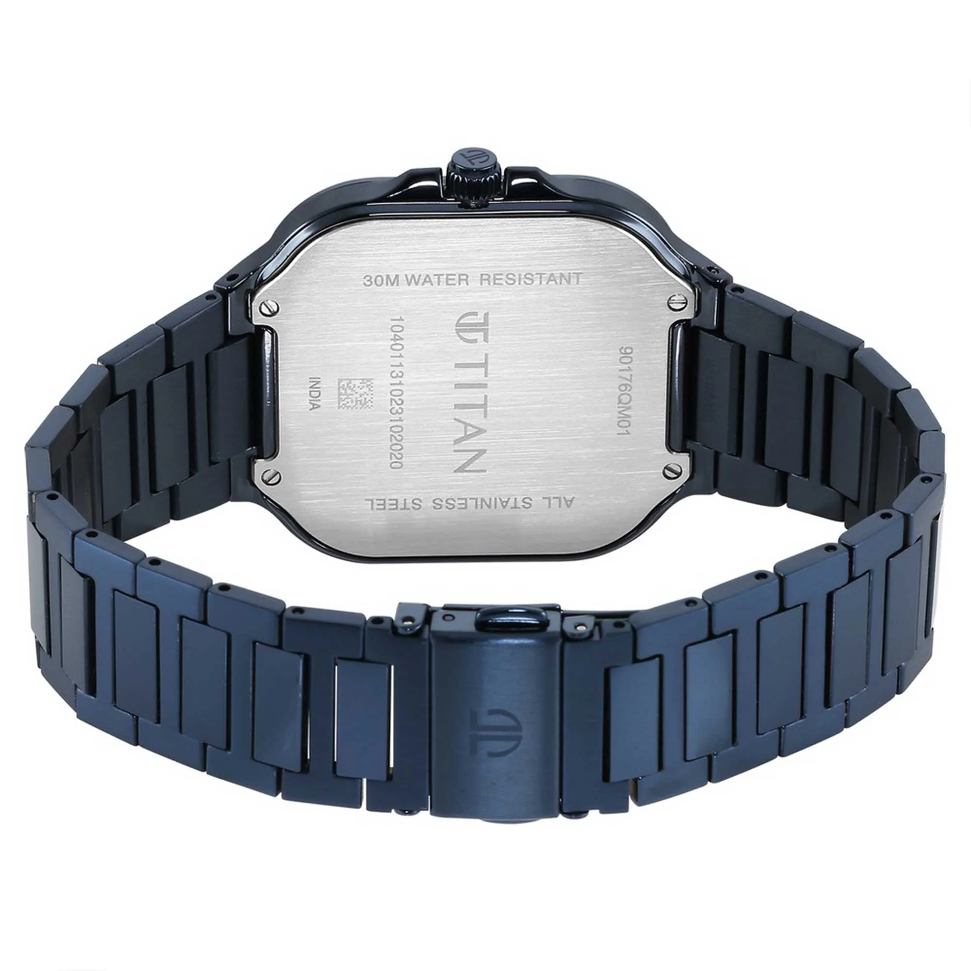 Titan Classique Slim Square Quartz Analog with Date Blue Dial Blue Stainless Steel Strap Watch For Men - Image 5