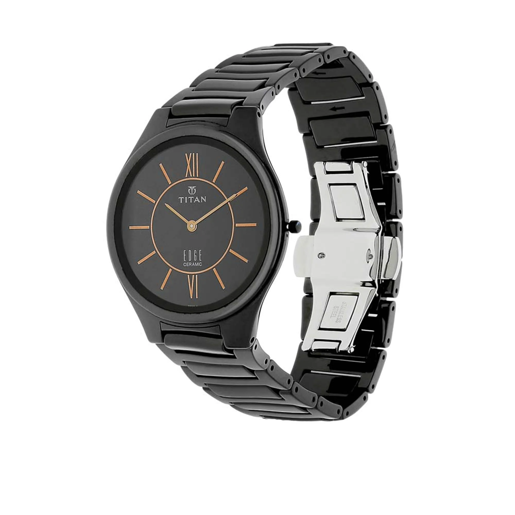 Titan Edge Ceramic Quartz in Rich Black Dial Watch for Men - Image 4