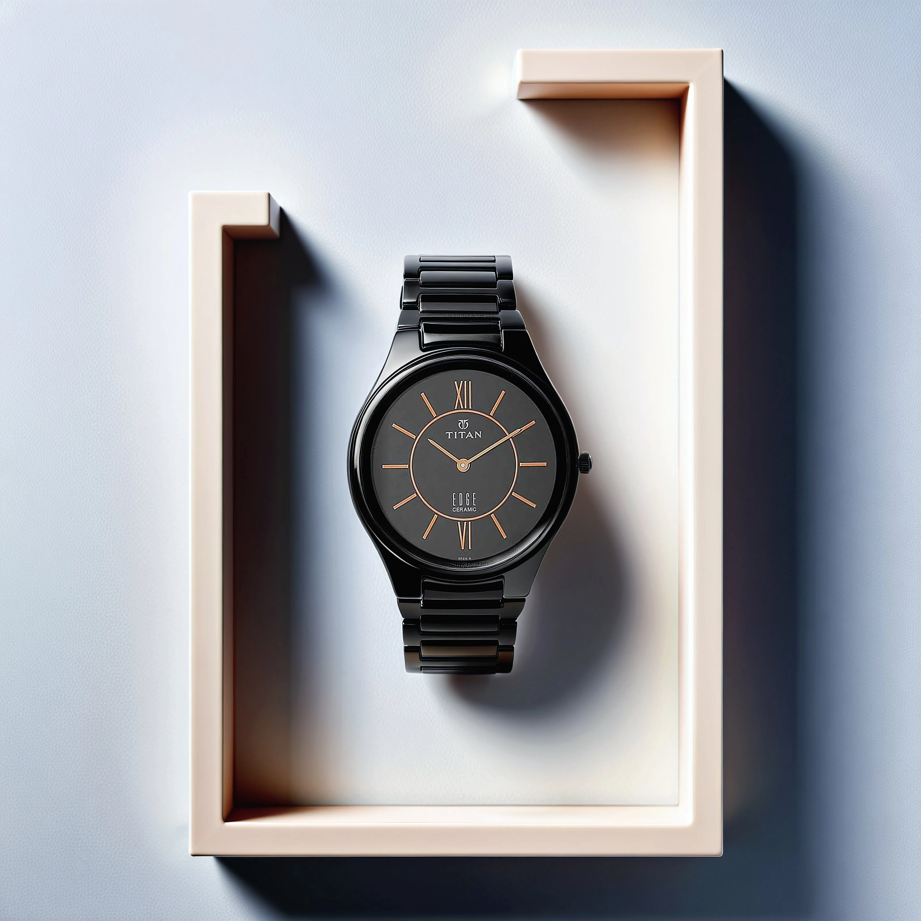 Titan Edge Ceramic Quartz in Rich Black Dial Watch for Men - Image 5