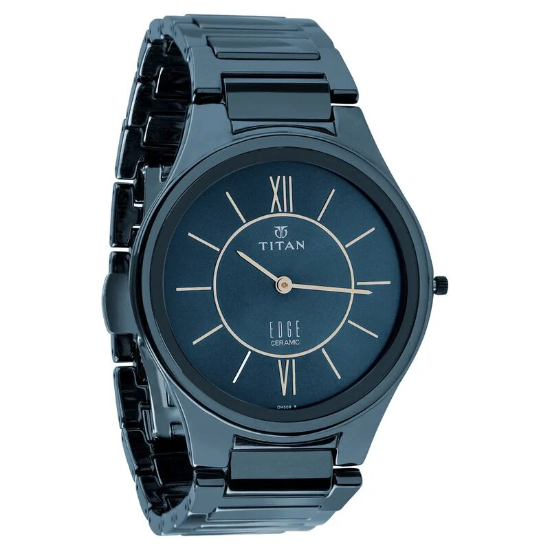 Titan Edge Ceramic Quartz in Glossy Electric Blue Dial Watch for Men - Image 3