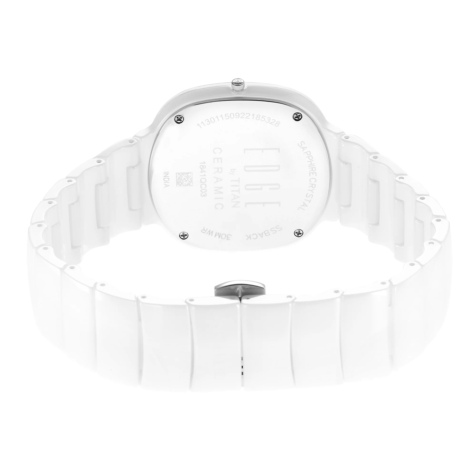 Titan Edge Squircle Quartz in Arctic White with Glossy Ceramic Unisex Watch - Image 5