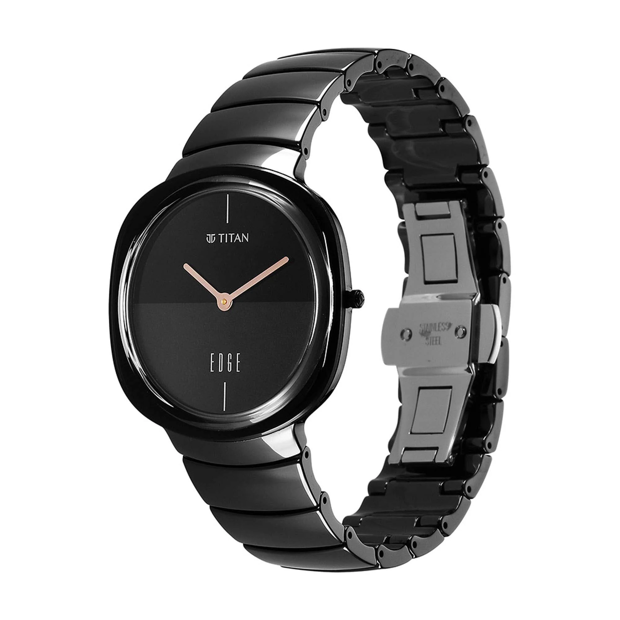 Titan Edge Squircle Quartz in Rich Black with Glossy Ceramic Unisex Watch - Image 3