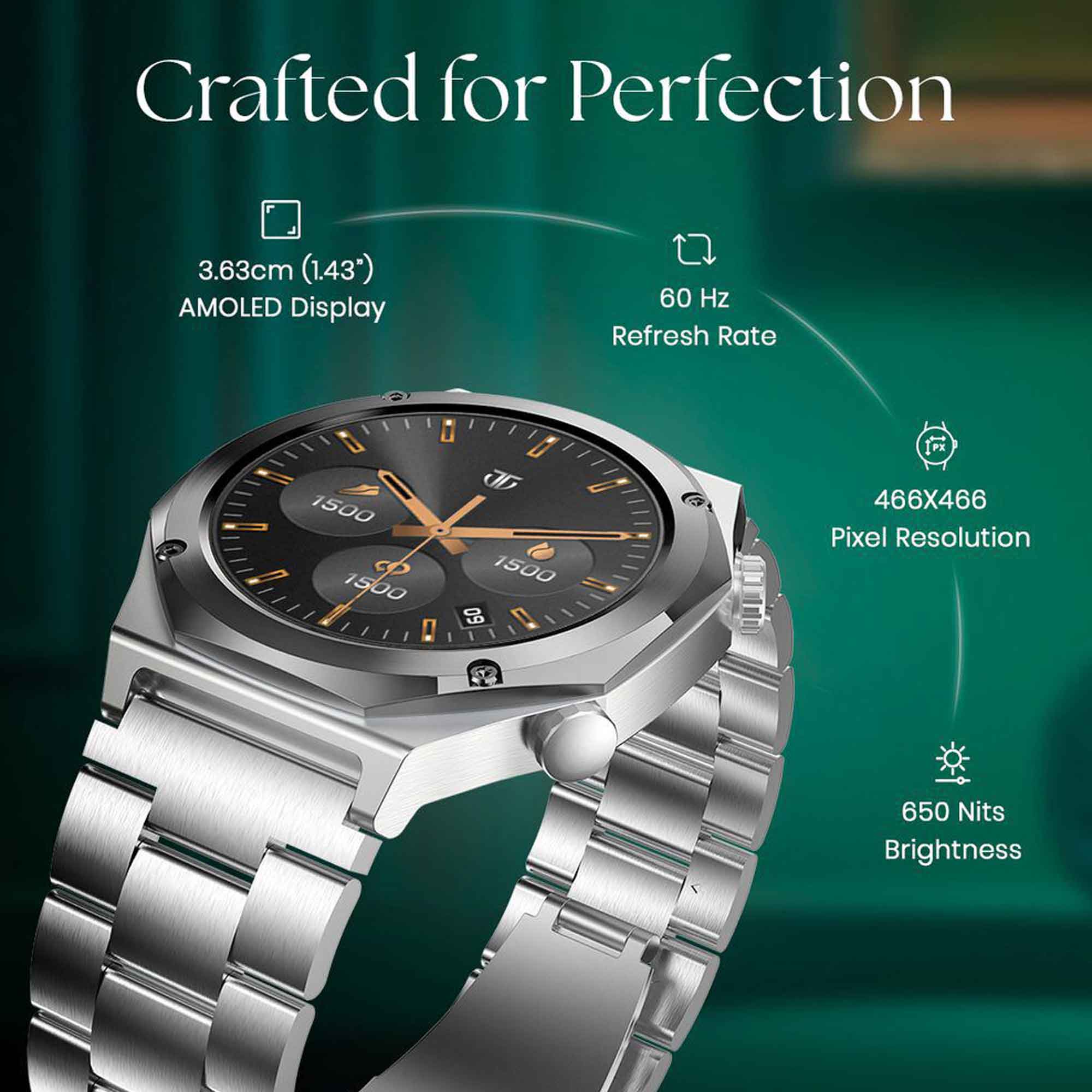 Titan Maestro Premium Metal Smartwatch with All SS construction, SingleSync BT Calling, Functional Crown - Image 3