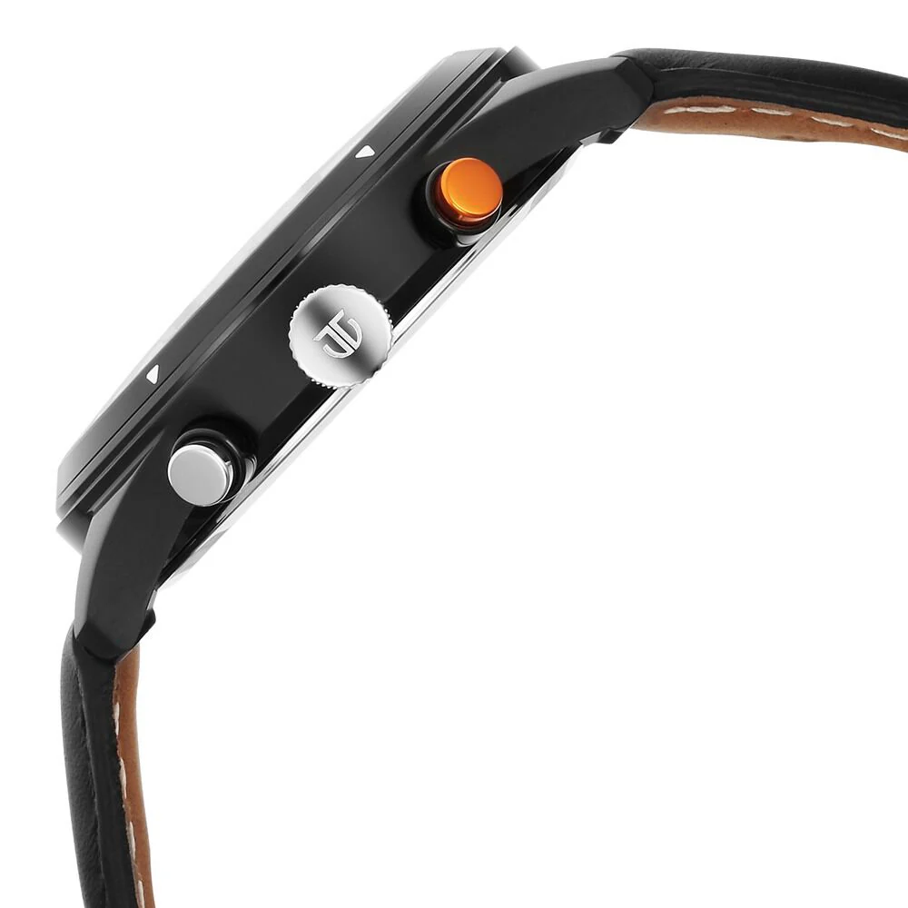 Titan Octane Quartz Multifunction Black Dial With Black Leather Strap Watch For Men - Image 4