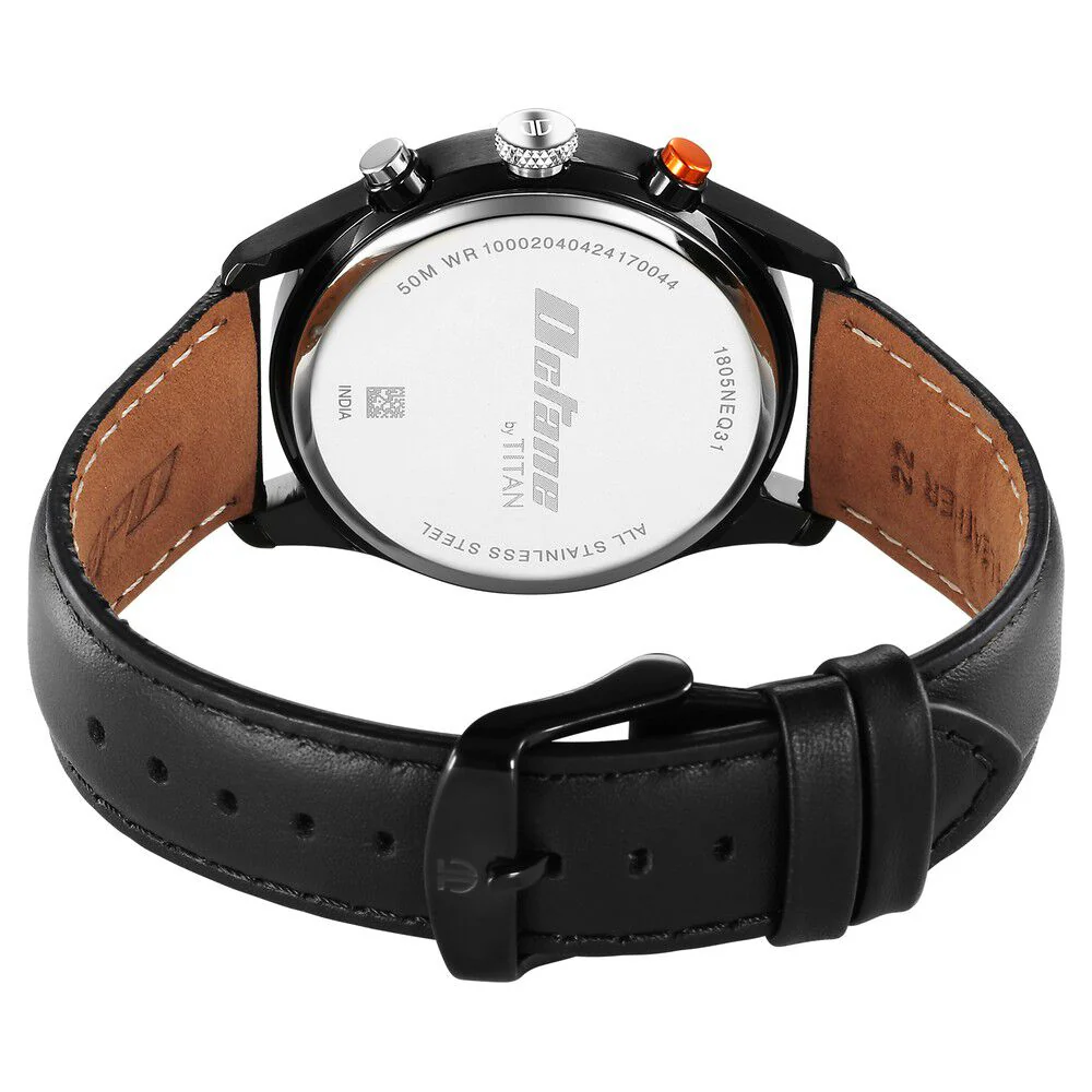 Titan Octane Quartz Multifunction Black Dial With Black Leather Strap Watch For Men - Image 5