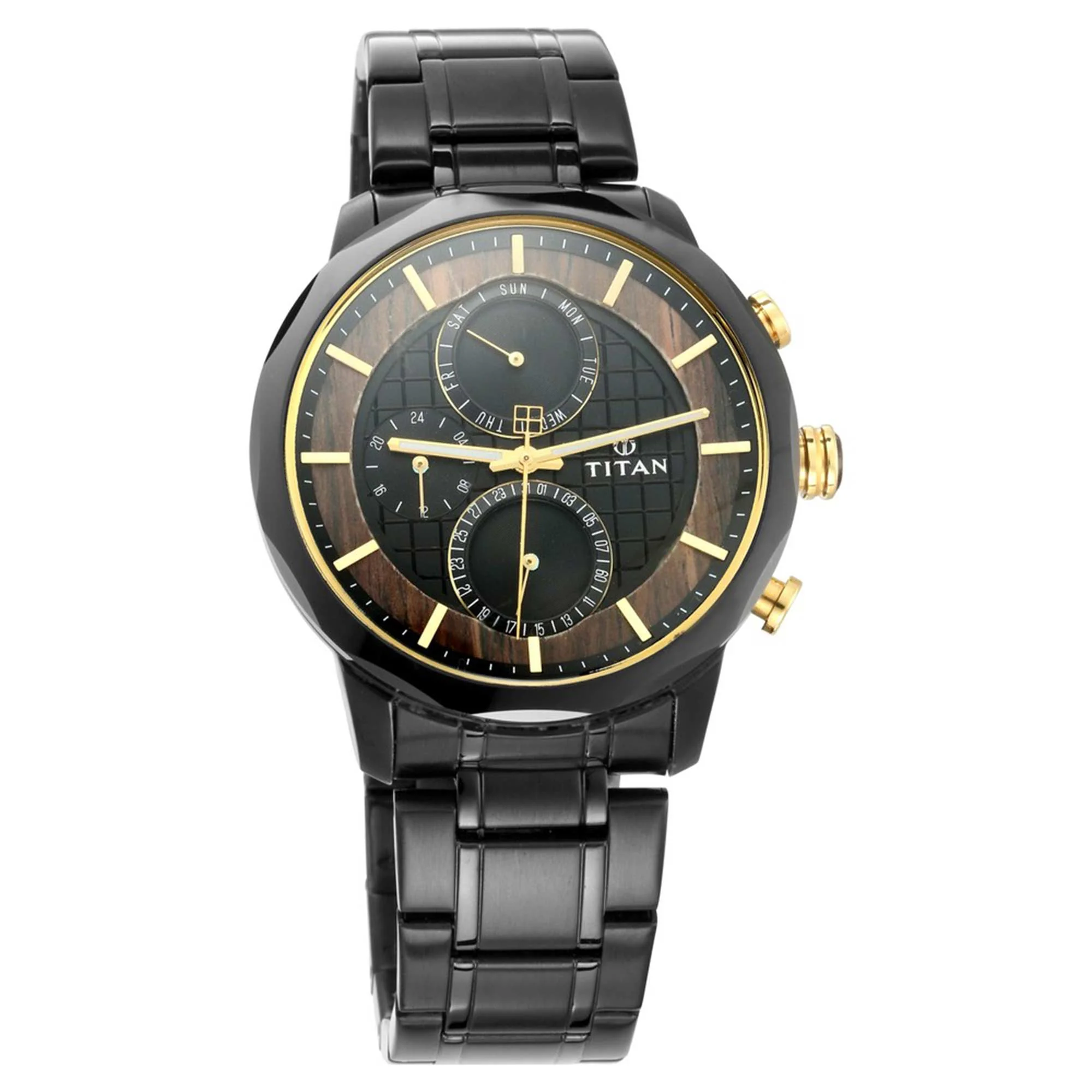 Titan Quartz Multifunction Black Dial Metal Strap Watch for Men - Image 3