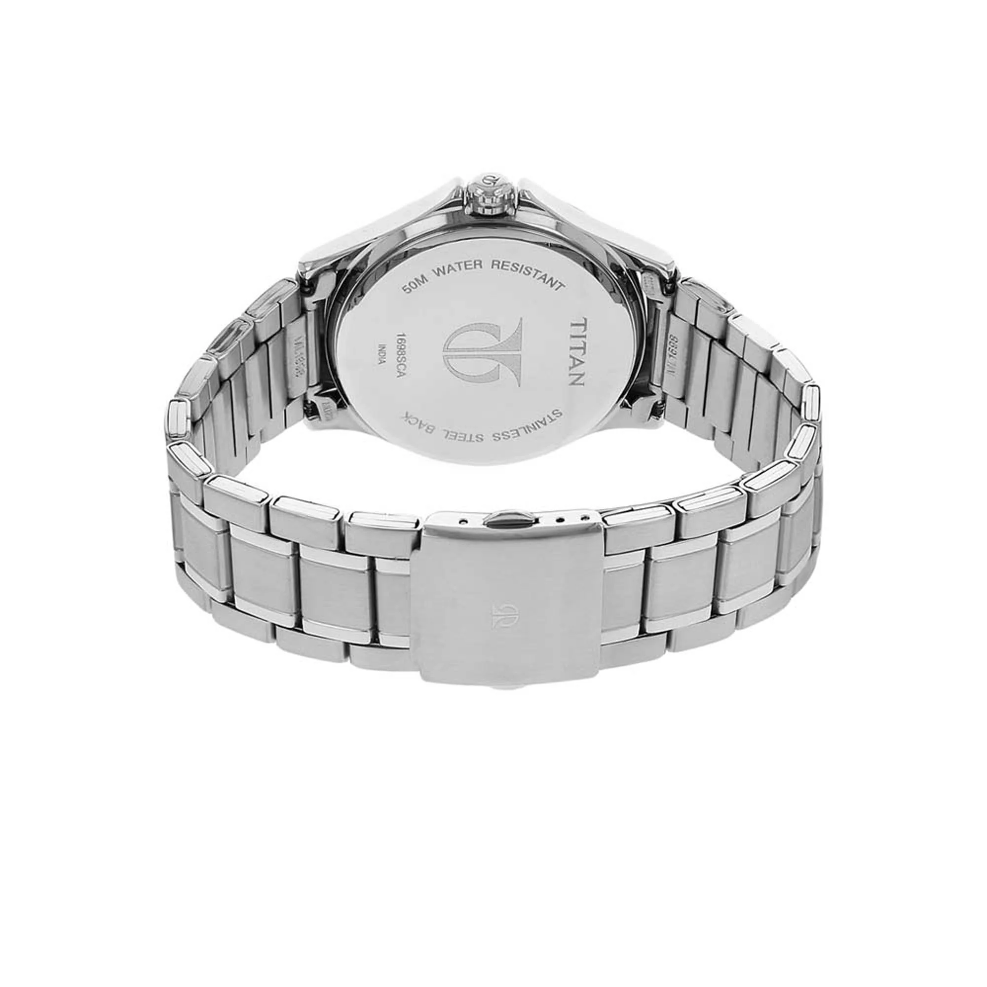 Titan Quartz Multifunction Black Dial Stainless Steel Strap Watch for Men - Image 4