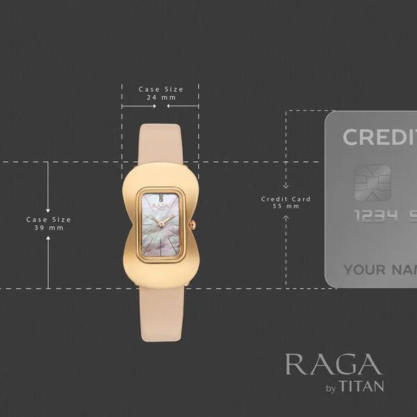 Titan Raga Glimmers Quartz Analog Pink Mother Of Pearl Dial Pink Leather Strap Watch For Women - Image 4