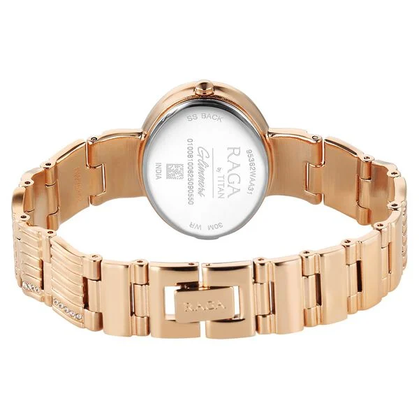 Titan Raga Glimmers Quartz Analog Pink Dial Rose Gold Metal Strap Watch For Women - Image 6