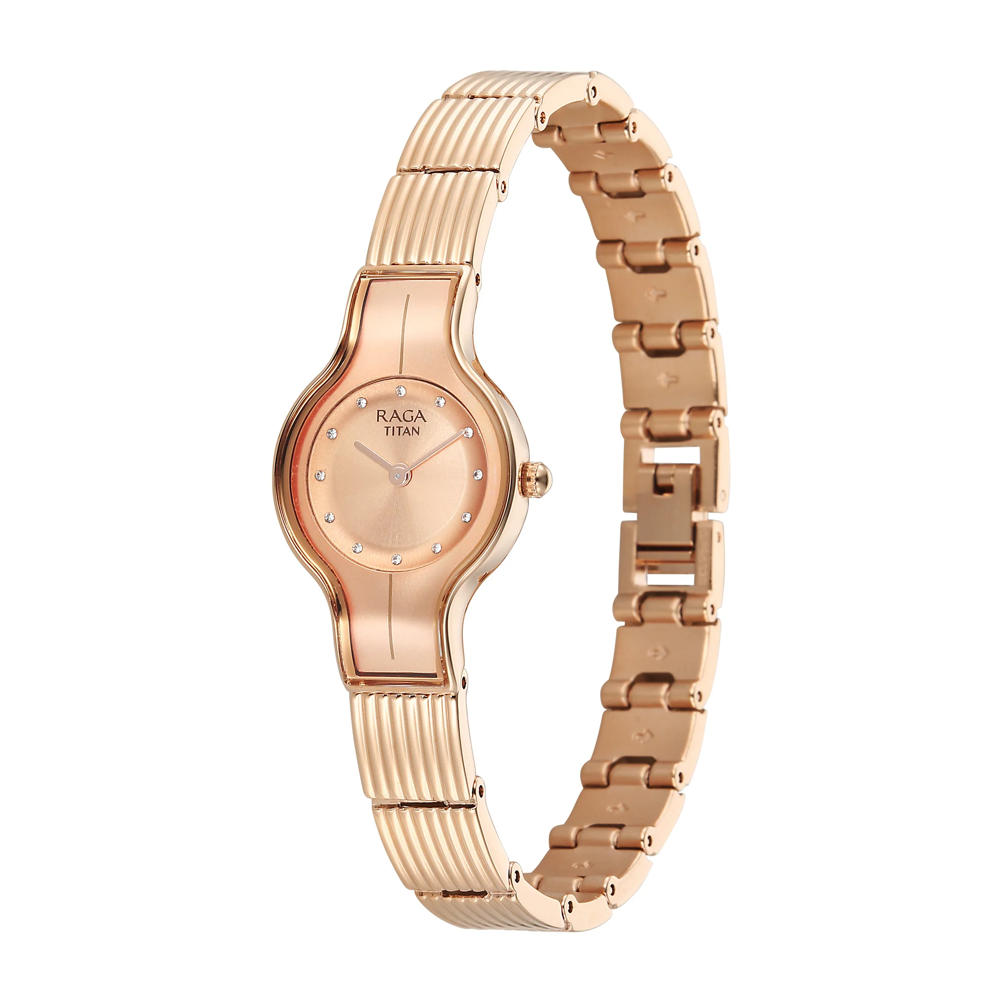 Titan Raga Glimmers Quartz Analog Brown Dial Rose Gold Metal Strap Watch For Women - Image 3