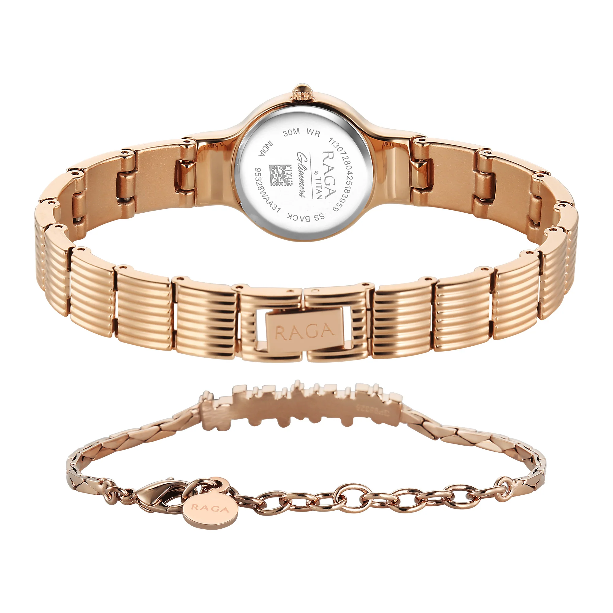 Titan Raga Glimmers Quartz Analog Brown Dial Rose Gold Metal Strap Watch For Women - Image 5