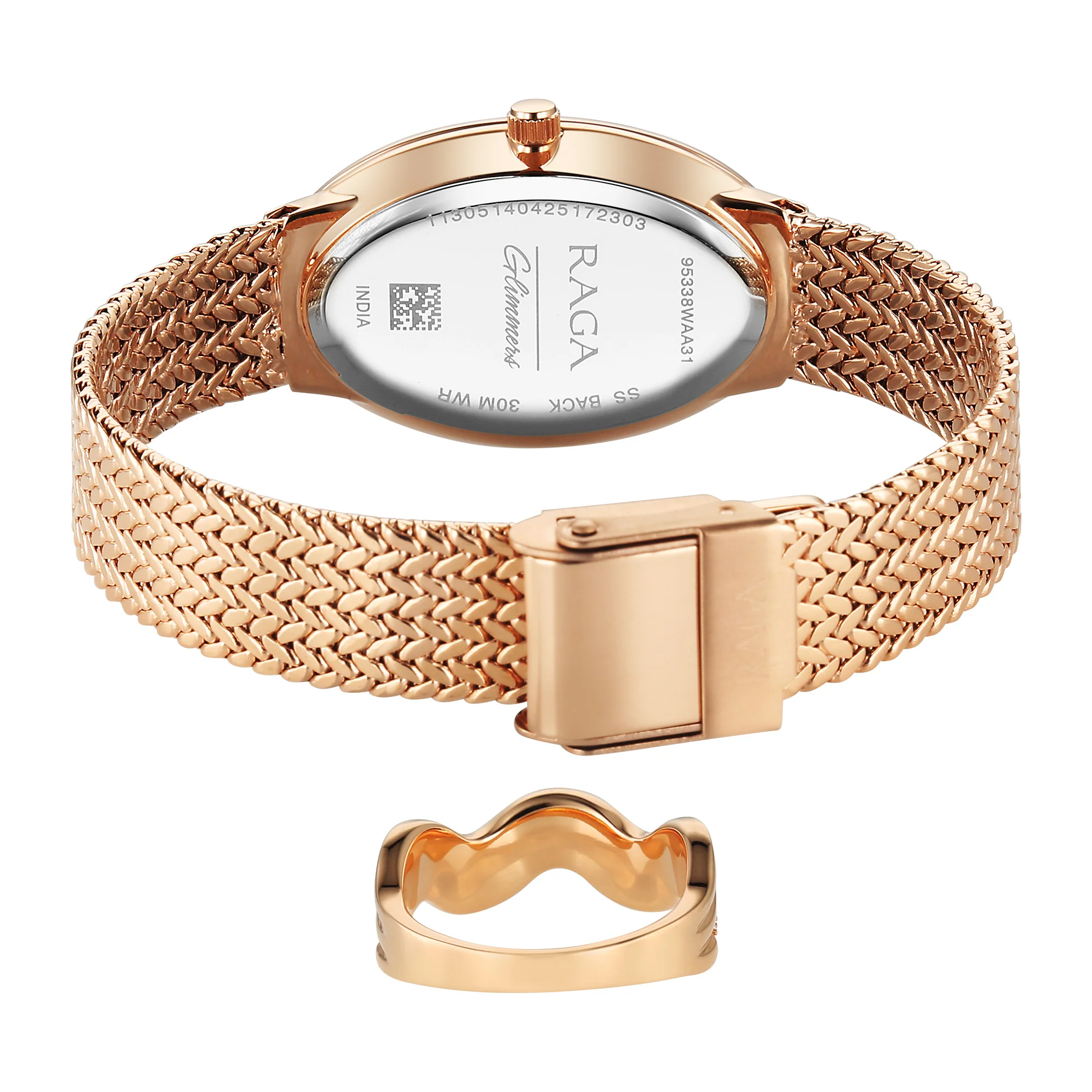 Titan Raga Glimmers Quartz Analog Brown Mother Of Pearl Dial Rose Gold Metal Strap Watch For Women - Image 6