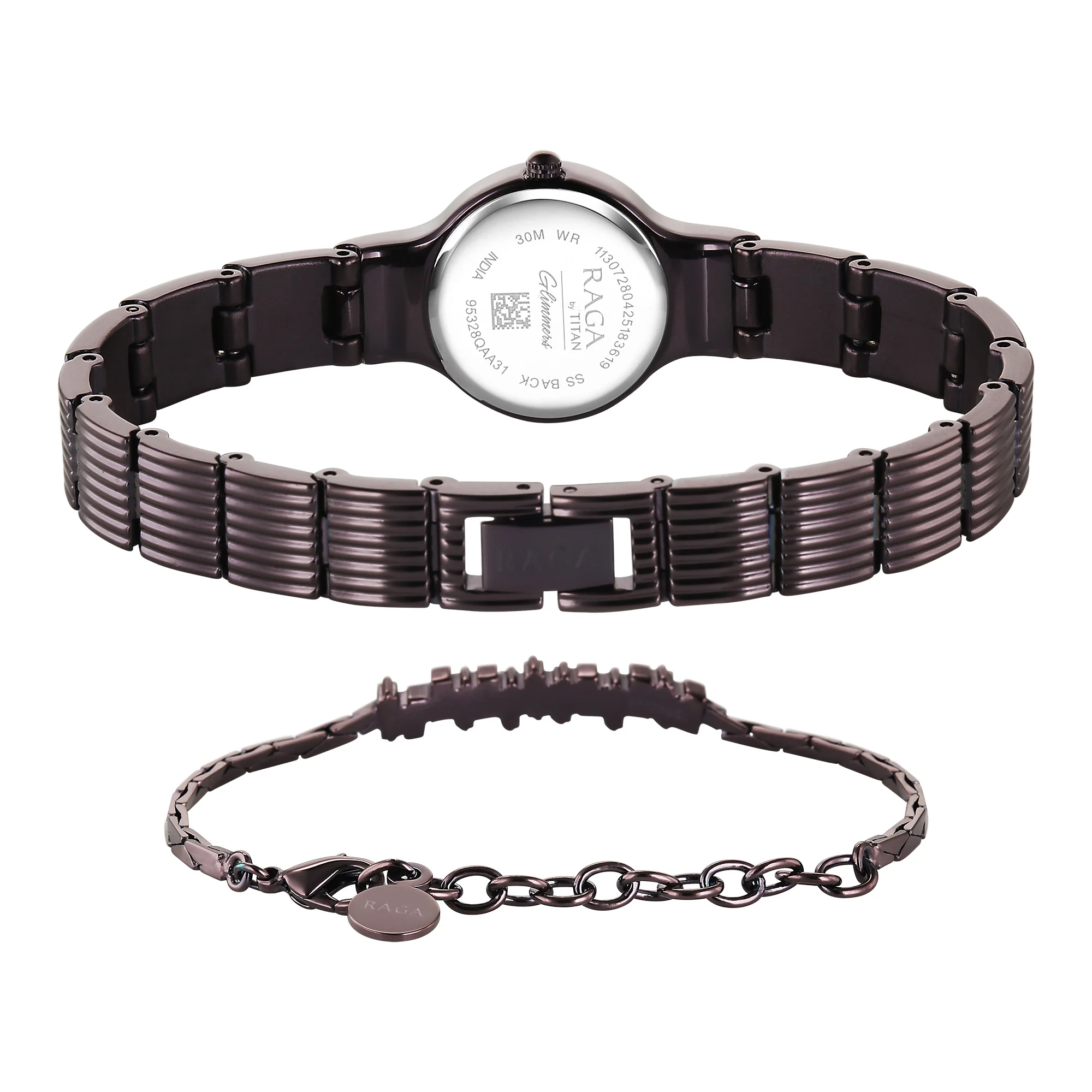 Titan Raga Glimmers Quartz Analog Rose Gold Dial Brown Metal Strap Watch For Women - Image 5