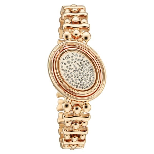 Titan Raga Glimmers Quartz Analog Mother of Pearl Dial Rose Gold Metal Strap Watch For Women - Image 6