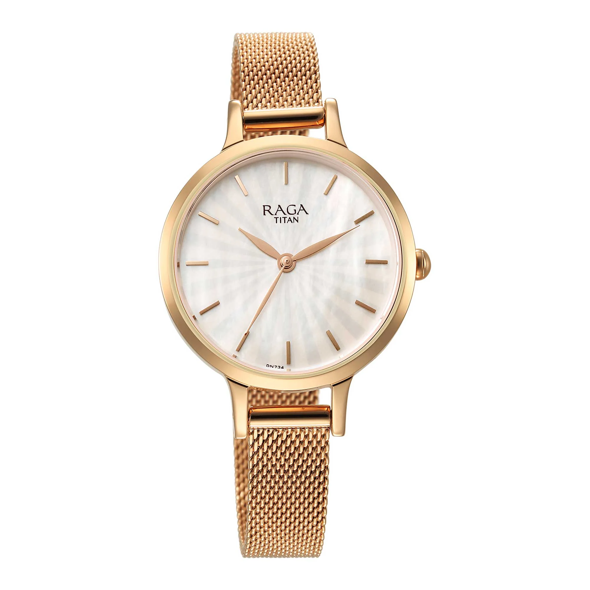 Titan Raga Power Pearls Quartz Analog Mother of Pearl Dial Rose Gold Metal Strap Watch For Women - Image 3