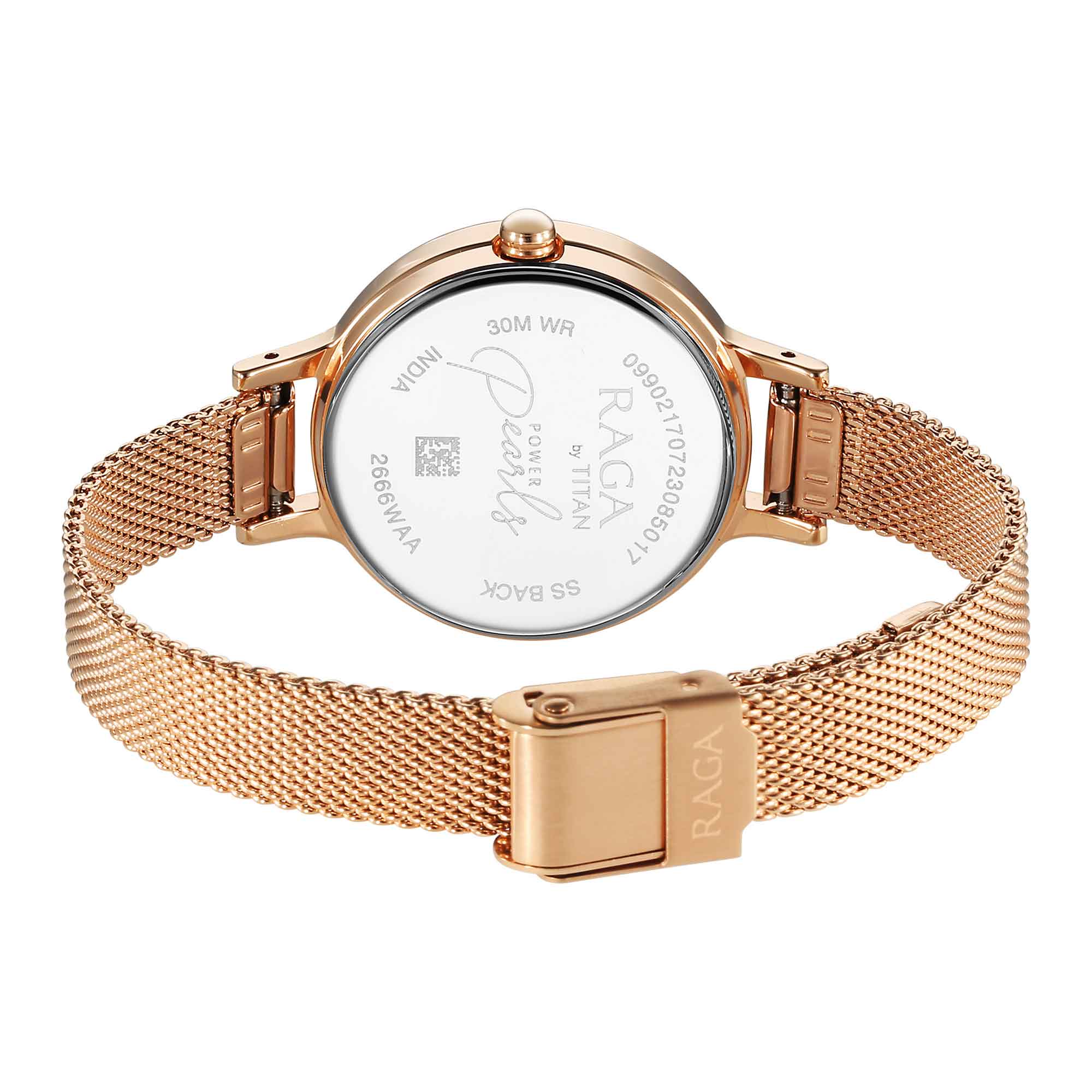Titan Raga Power Pearls Quartz Analog Mother of Pearl Dial Rose Gold Metal Strap Watch For Women - Image 6